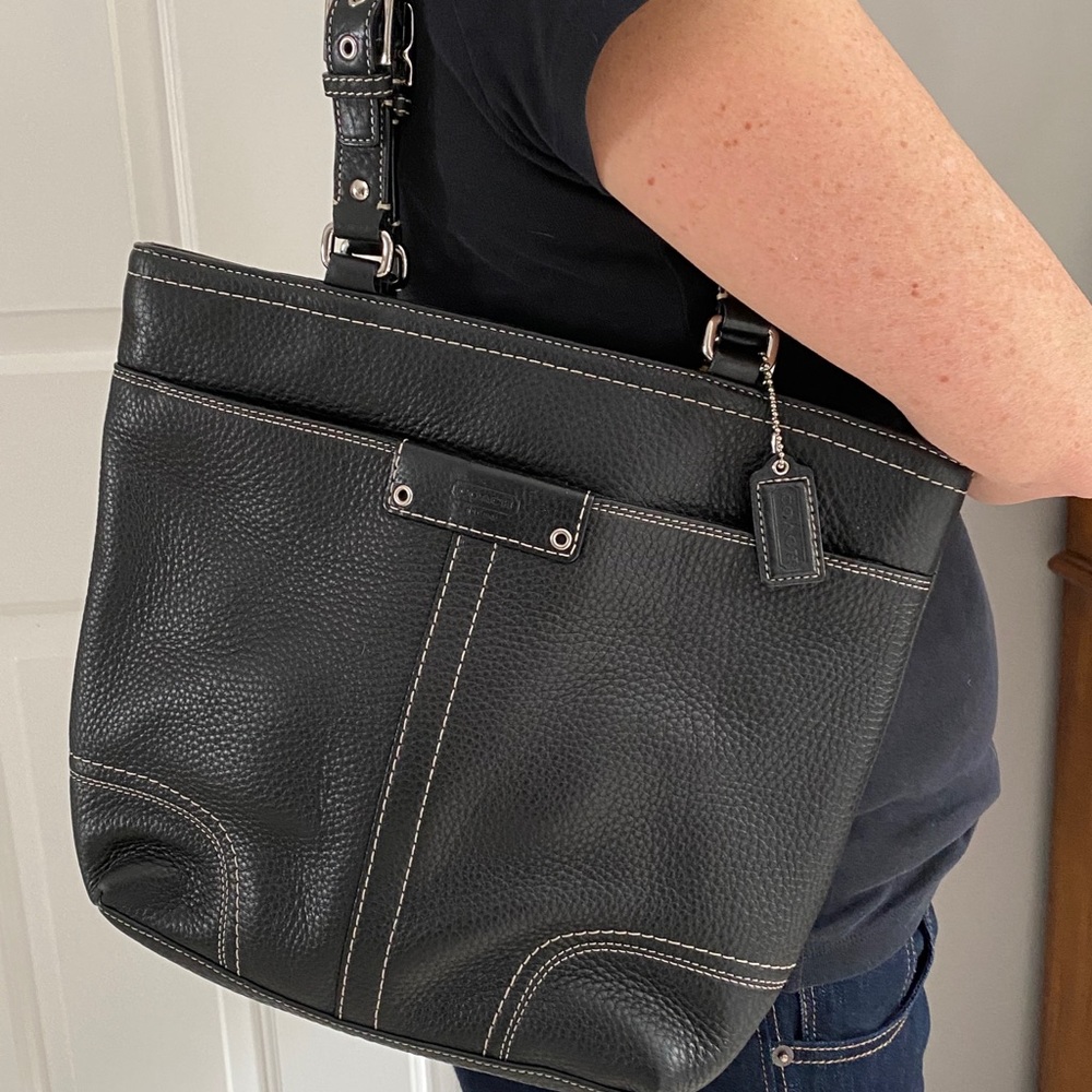 Coach Hampton Shoulder bag, black pebble leather